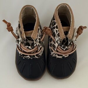 Sperry Kids Leopard-Print Brown and Black Ankle Boots